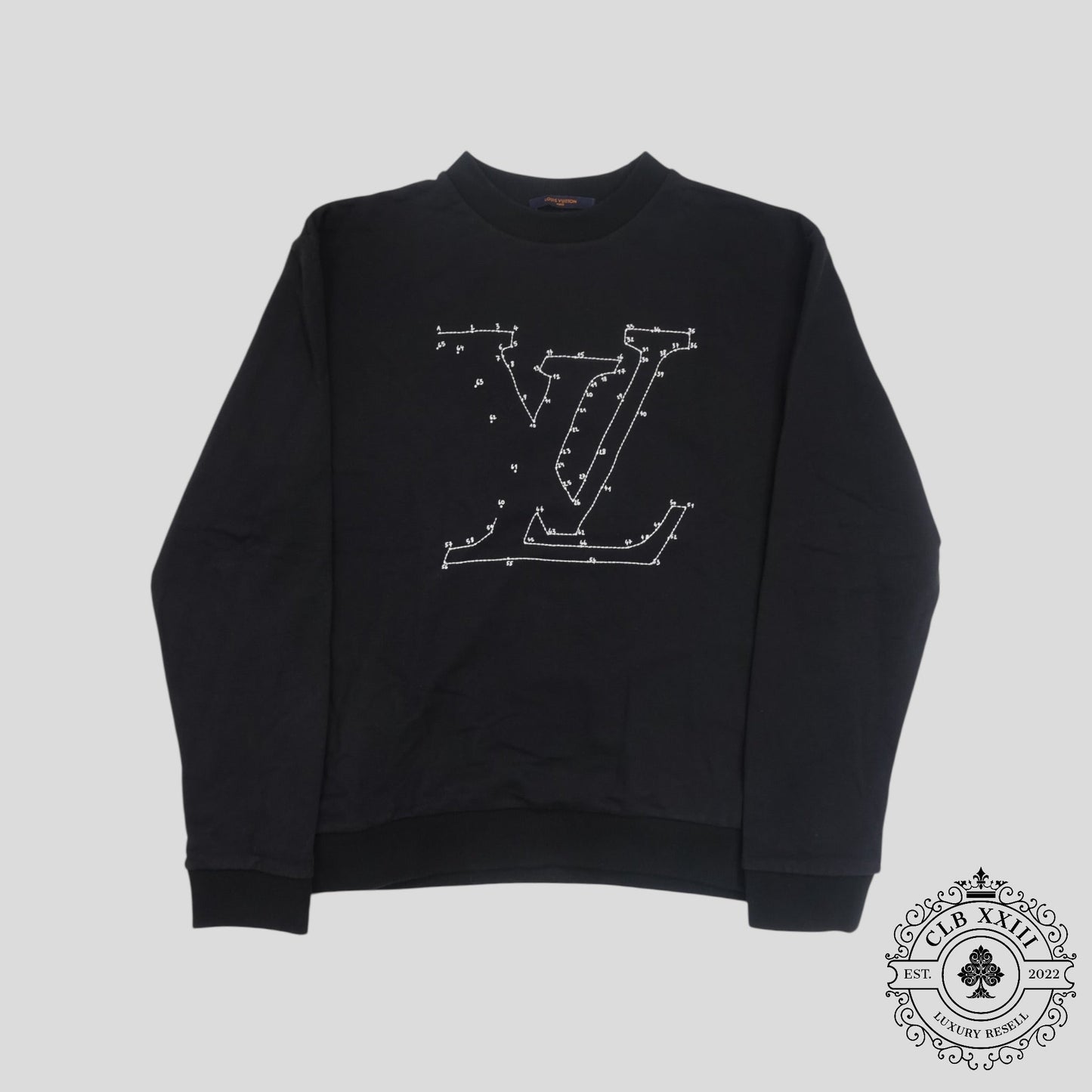 Louis Vuitton LV Stich Print Embroidered Crewneck in Black