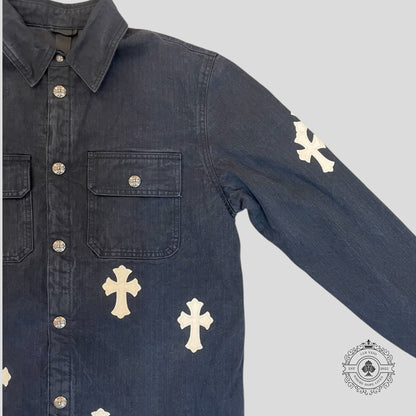 Chrome Hearts Cross Patch Cotton Coat in Washed Black