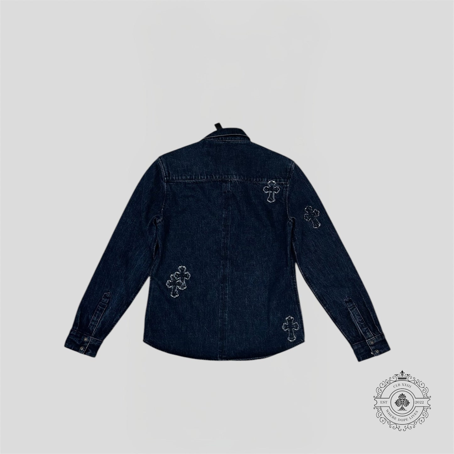 Chrome Hearts Denim Cross Patch Button Up