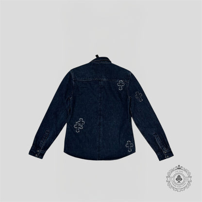 Chrome Hearts Denim Cross Patch Button Up
