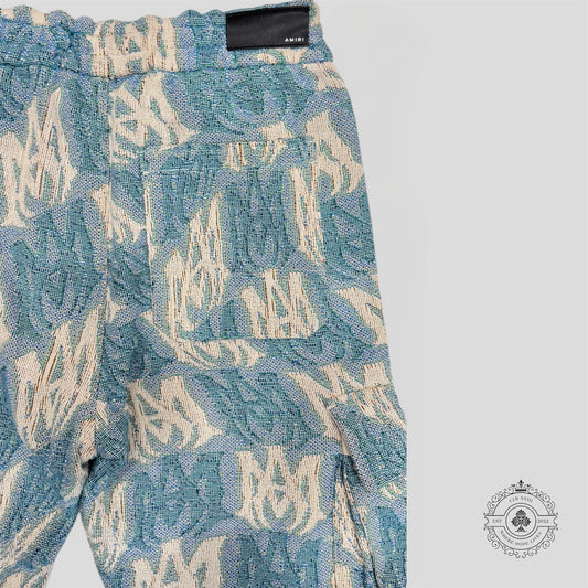Amiri MA Tapestry Cargo Flare Pants in Blue