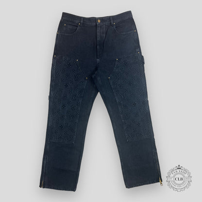 Louis Vuitton Monogram Workwear Denim Carpenter Pants in Black