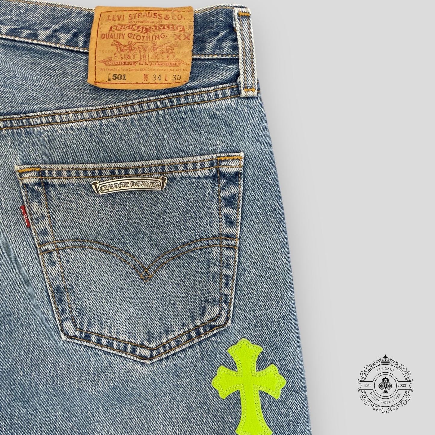 Chrome Hearts Cross Patch Jeans Green/White