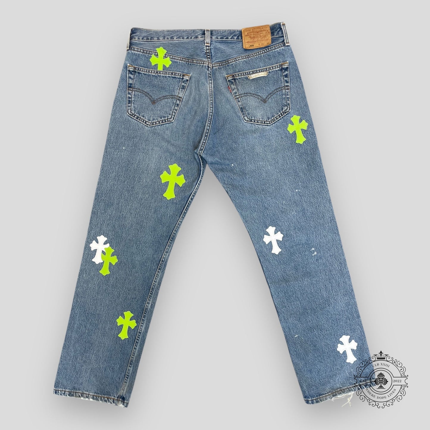Chrome Hearts Cross Patch Jeans Green/White
