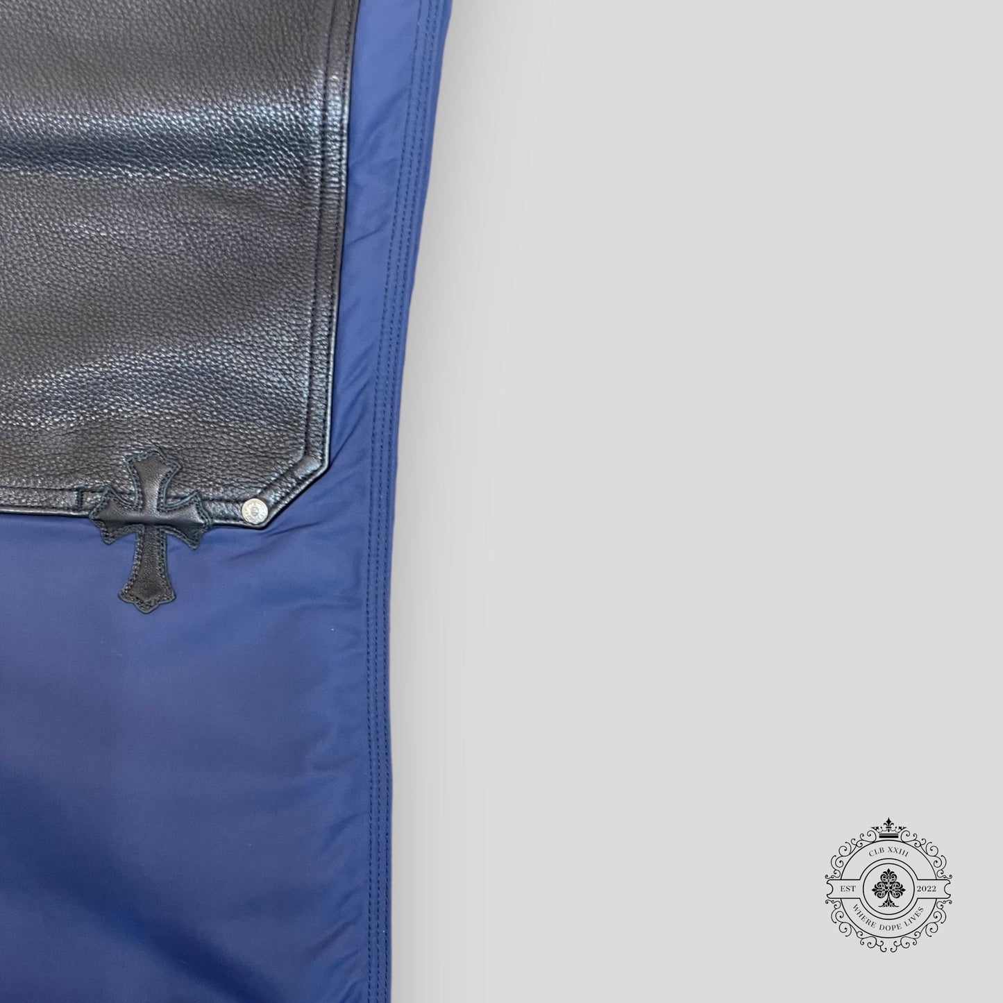 Chrome Hearts Leather Knee Carpenter Pants in Navy