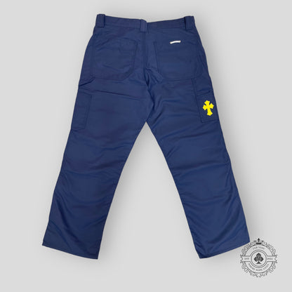 Chrome Hearts Leather Knee Carpenter Pants in Navy