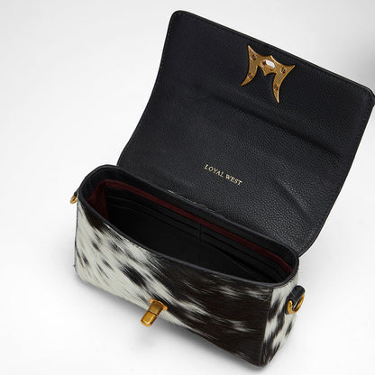Loyal West SAVI MINI BAG IN BLACK & WHITE COWHIDE