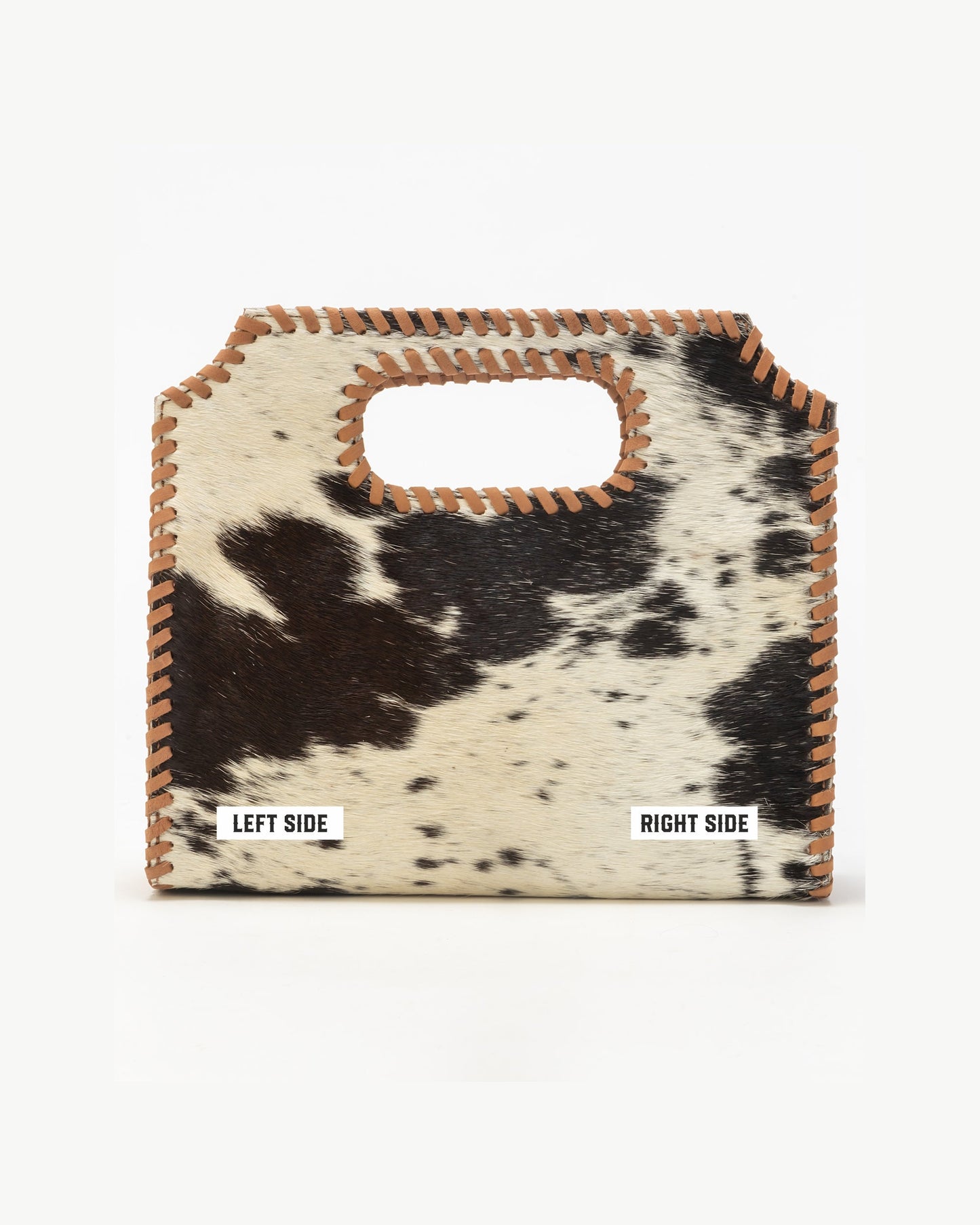 Alma Medium Hand Bag In Black & White Cowhide