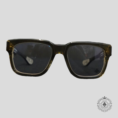 Chrome Hearts Box Officer Glasses in Translucent Olive/Silver