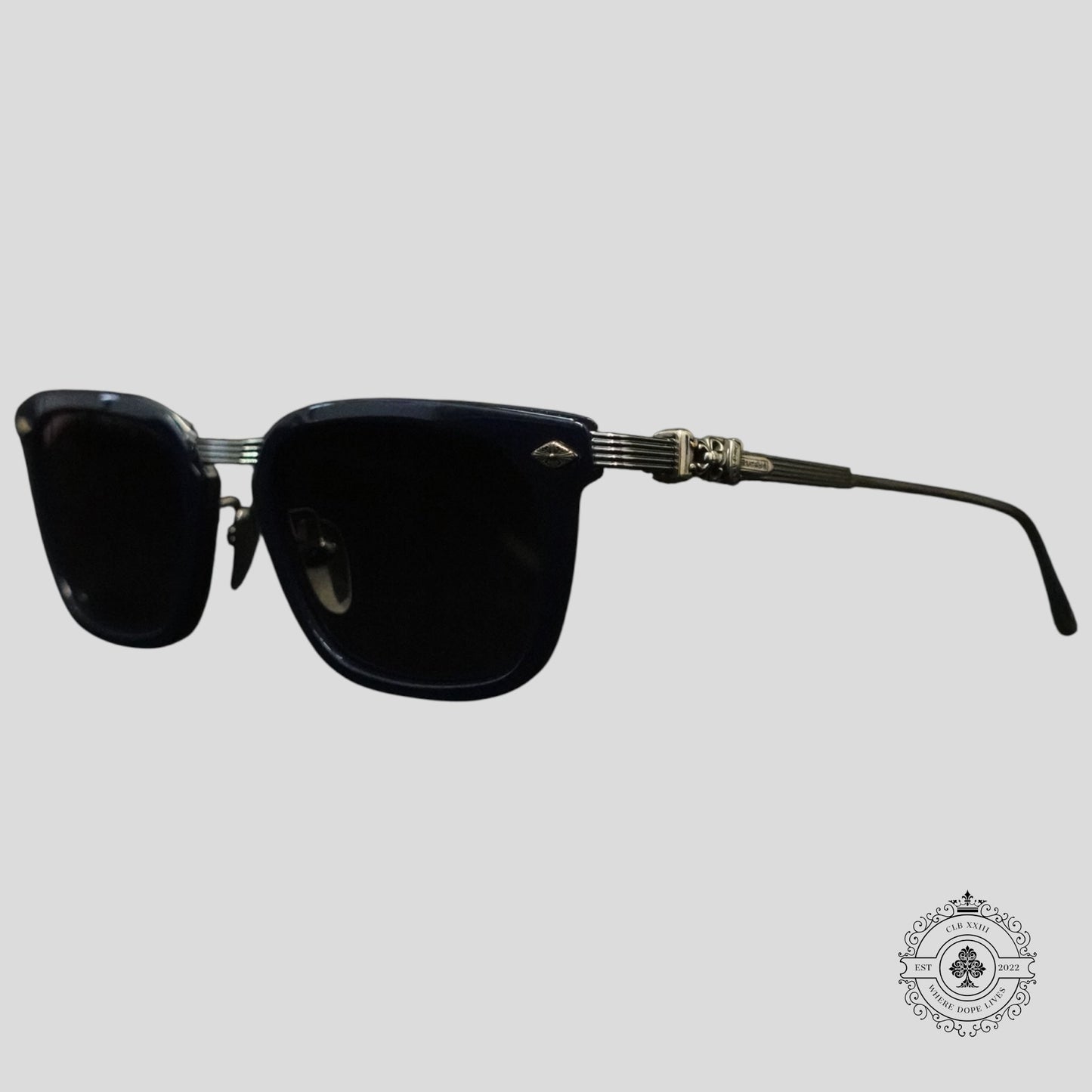 Chrome Hearts Overpoked Sunglasses in Silver/Blue