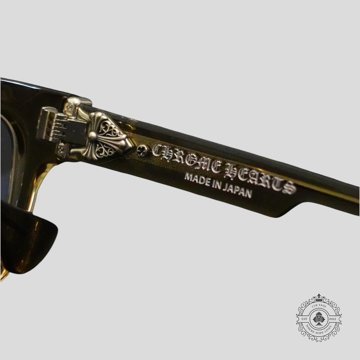 Chrome Hearts Box Officer Sunglasses in Clear Olive/Silver