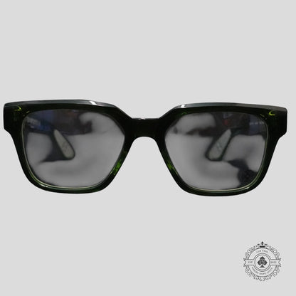 Chrome Hearts Diamond Embellished Vagillionaire II Glasses in Green/Silver