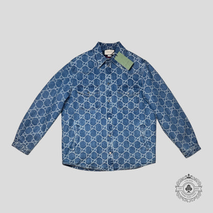 Gucci Jacquard Denim Jacket in Medium Wash