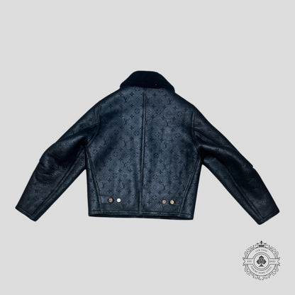 Louis Vuitton Shearling Embossed Monogram Jacket in Black