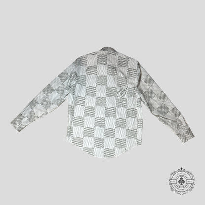 Louis Vuitton Damier Button Up Shirt in White/Grey