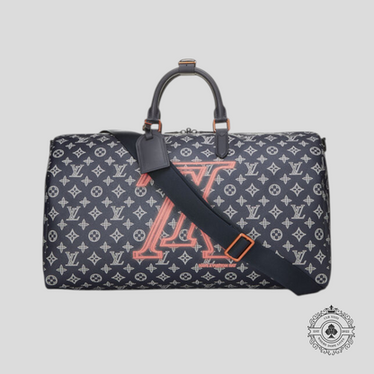 Louis Vuitton x Kim Jones LV Upside Down Monogram Keepall Bandouliere 50 in Navy