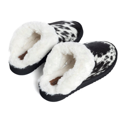 Myra Alamosa Shadow Fur-Lined Hairon Leather Slippers for Women â€“ Winter Indoor Comfort, Soft Sole, Western Style
