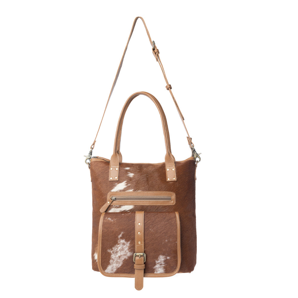 Mesa Maverick Tote Bag in Brown & White