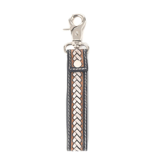 Braided Buckle Hairon Key Fob in Dusty Bronze