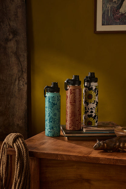 Moo & Bloom Stainless Steel Water Bottle in Turquoise