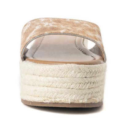Mesa Mane Hairon Leather Sandals in Brown & White
