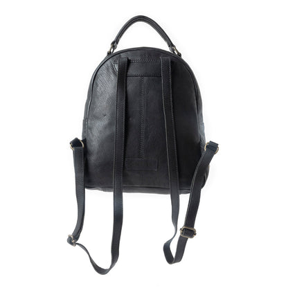 Westbound Star Leather Backpack in Raven Black