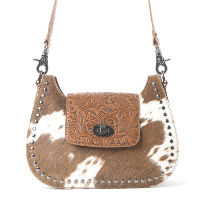 Highland Ridge Leather Bag in Rustic Oak & Winter Mist
