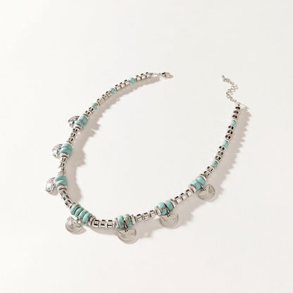 Santa Fe Moon Medallion Necklace in Dusty Silver
