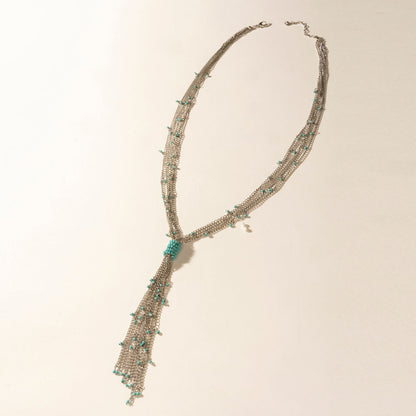 Myra Mist River Tassel Necklace in Silver Mix