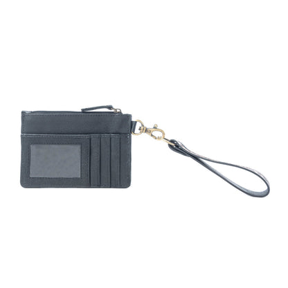 Myra Navajo Sky Handtooled Hairon Leather Card Holder in Antique Brown