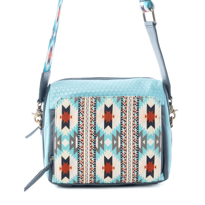 Myra Pueblo Charm Aztec Crossbody Bag in Frontier Blue