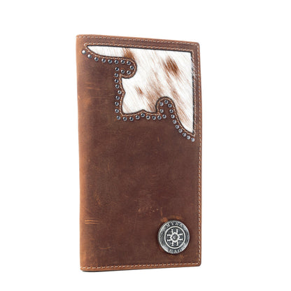Myra Lariat Crest Hairon Leather Wallet for Men in Rustic Chrome