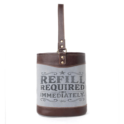 Myra Textura Cotton & Leather Wine Holder in Saddle Frost