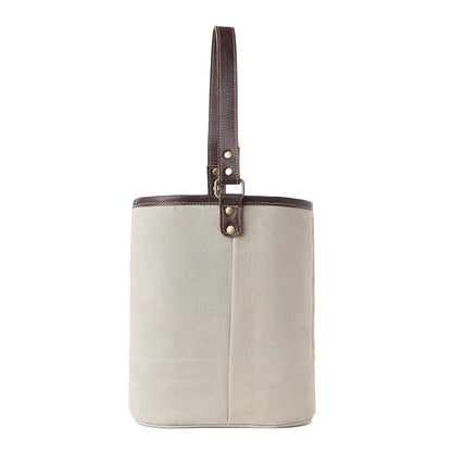 Myra Textura Cotton & Leather Wine Holder in Mocha Cream
