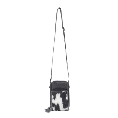 Myra Rustler Ridge Embossed Leather Hairon Sling Bag in Slate Smoke