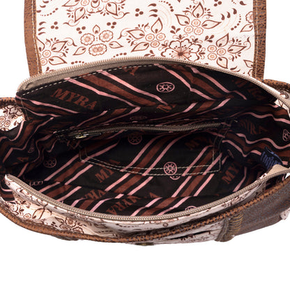 Myra Oakline Cotton & Leather Shoulder Bag in Mocha Beige