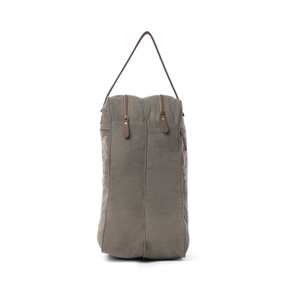 Myra Sunstone Cotton & Leather Boot Bag in Clay Fern