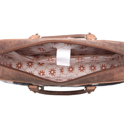 Myra Ironpeak Hairon Leather Laptop Bag in Coal Snow