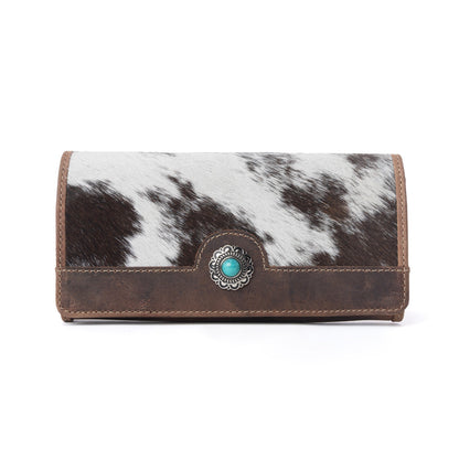 Myra Rustwood Concho Leather Women’s Wallet in Charcoal Cream