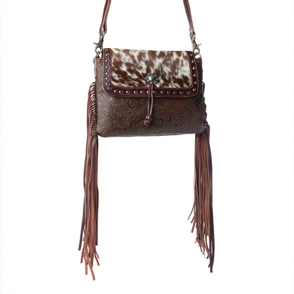 Carved Blossoms Leather & Hairon Bag