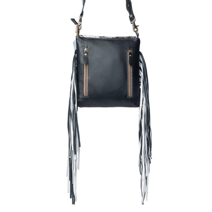 Myra Corral Tempo Leather Concealed Carry Sling  - Fringed Hairon Crossbody Bag with Adjustable Strap for Rugged Touch