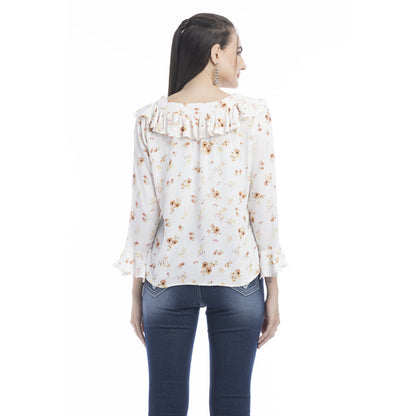 Delicate Roses V-Neck Top