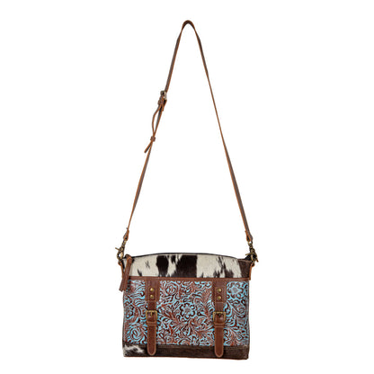 Clara Mae Hand-Tooled Accent Canvas Hairon Bag