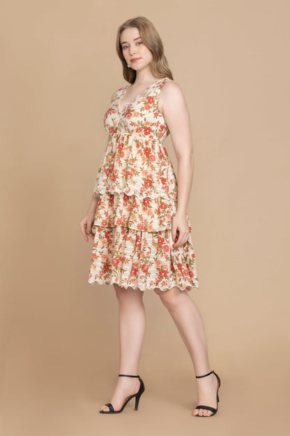Bohera Silvianna V-Neck Tieried Skirt Dress