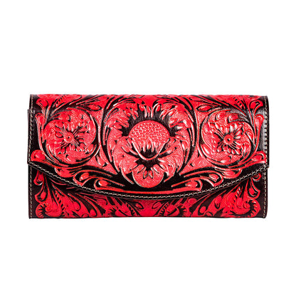 Tambrina Hand-tooled Wallet in Red