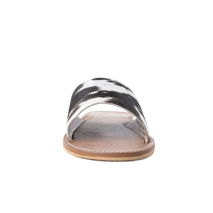 Kemma Hair-On Hide Sandals In Light And Ebony