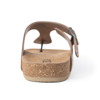 Myra Sadie Mesa Leather Slides for Women - Cushioned Cork Sole, Floral Tooled Finish for Everyday Elegance