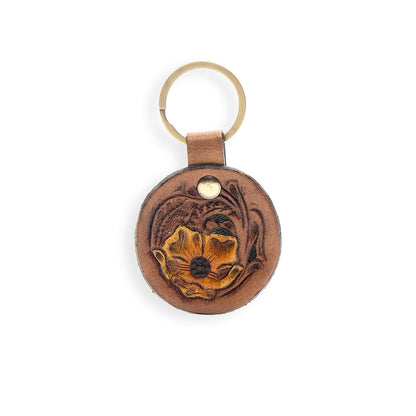 Buttercup Hand-tooled Leather Key Fob