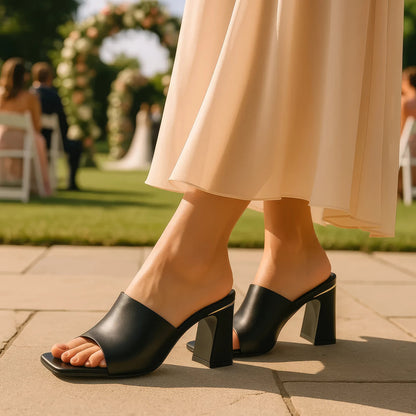 Women's Soho Nude Square Toe Heeled Sandals