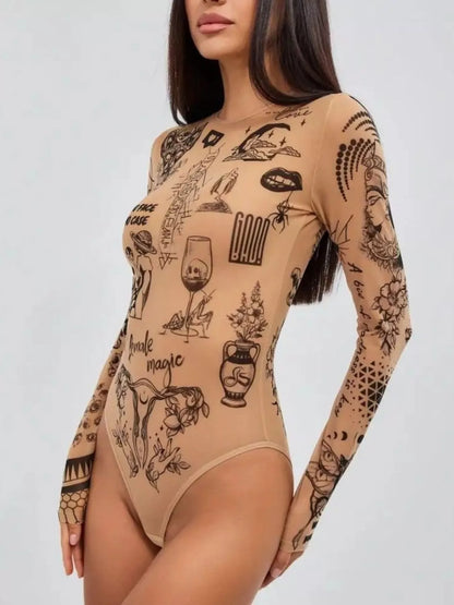 Printed Long Sleeve Bodysuit